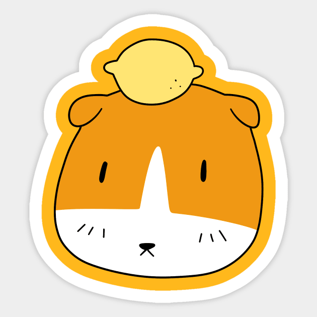 Lemon Guinea Pig Face Sticker by saradaboru